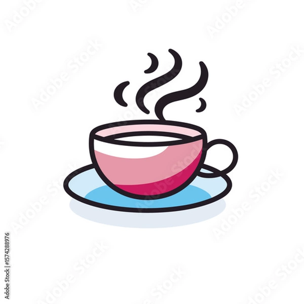 Fototapeta Aromatic Coffee Cup: A Simple and Stylish Vector Graphic