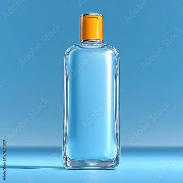 Fototapeta Minimalist Sunscreen Bottle 3D Render on Pale Blue Background