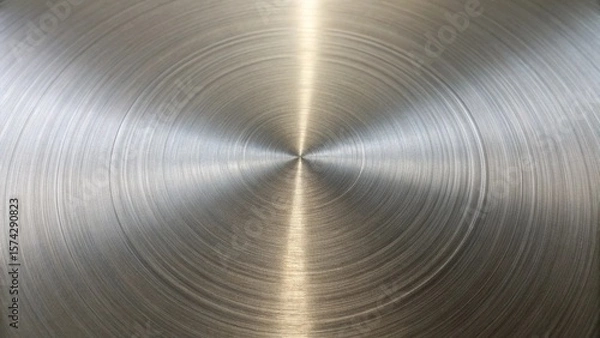 Fototapeta A shiny brushed metal surface with a circular pattern creates an industrial texture