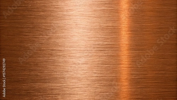 Fototapeta A polished copper metal background with a bright vertical reflection and subtle texture