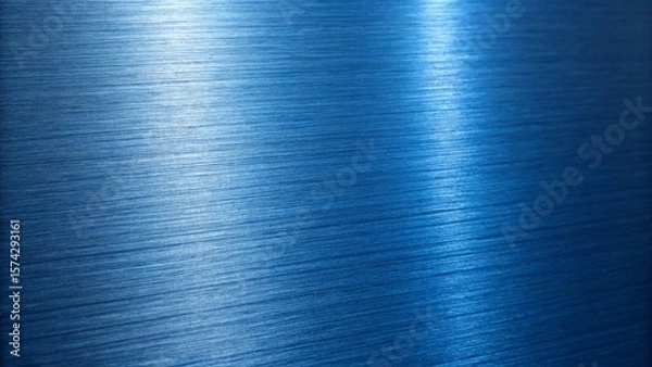 Fototapeta A shiny blue metal surface with a brushed texture reflects light, creating a modern and industrial aesthetic