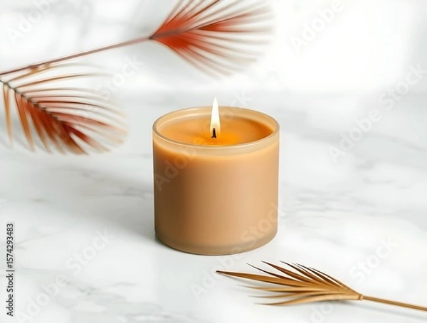 Fototapeta Illuminated Tranquility: A Scented Candle's Gentle Glow