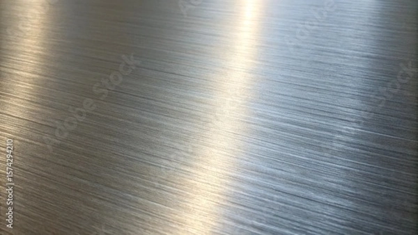 Fototapeta The brushed silver metal texture catches the light, creating a sleek and modern abstract background