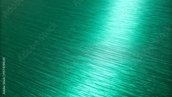 Fototapeta A closeup of a brushed green metal surface reveals a subtle texture, creating a modern abstract background