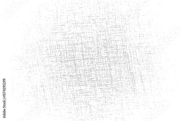 Fototapeta Centered grunge texture with dense crosshatch sketch lines and faded noise. Abstract distressed overlay on white background. Rough vintage surface pattern.