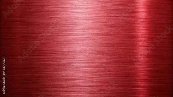 Fototapeta The red metallic texture with horizontal brushed lines creates a modern industrial background