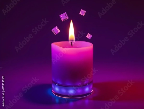 Fototapeta Purple Candlelight Magic: Illuminated Scene with Floating Crystals