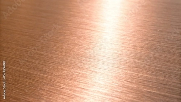 Fototapeta A closeup of a brushed copper metal surface with a warm tone and subtle light reflections