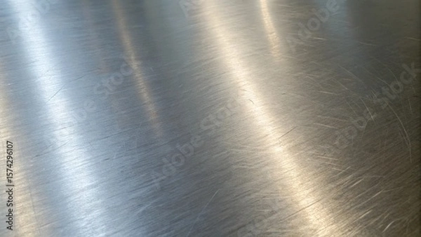 Fototapeta The smooth, shiny metal surface reflects light, creating a modern and industrial texture