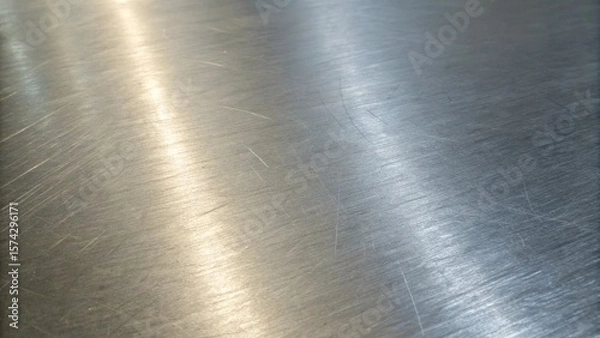 Fototapeta The brushed metal surface reflects light, creating a sleek and modern industrial texture