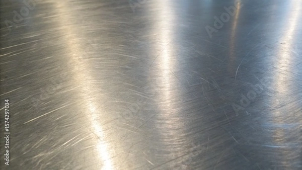 Fototapeta The polished metal surface reflects light, creating a smooth and industrial background
