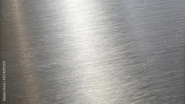 Fototapeta The brushed metal surface reflects light, creating a smooth and industrial background
