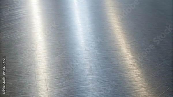 Fototapeta A smooth brushed metal texture reflects light, creating a modern industrial background
