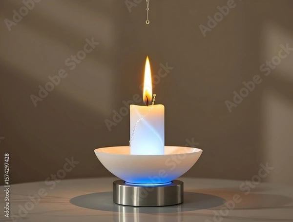 Fototapeta Illuminating Serenity: A Modern Candle's Gentle Glow
