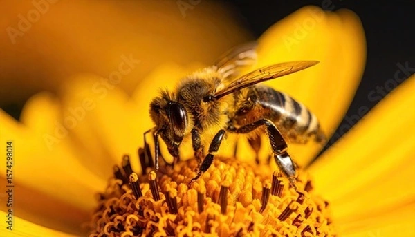 Fototapeta Honeybee on a vibrant flower
