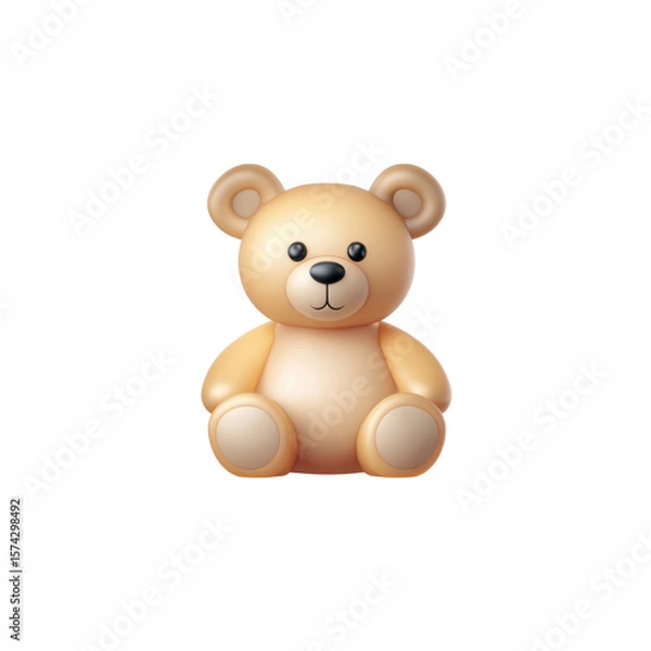 Fototapeta A cute teddy bear with a round face and gentle features, sitting upright and radiating comfort, perfect for children or as a nostalgic gift