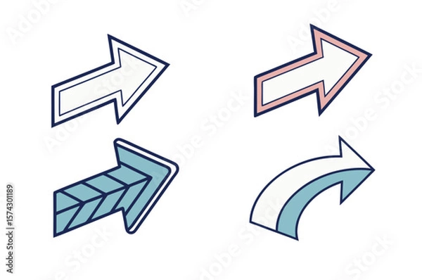 Fototapeta Modern Business Arrow Vector Set in Gradient Colors – Curved, Straight, Circular, and Broken Styles for UI and Infographics