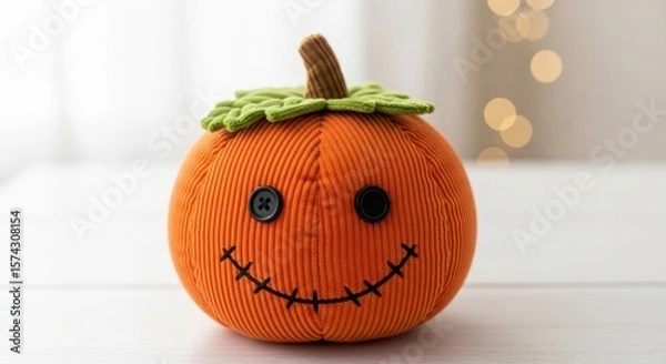 Fototapeta Plush Pumpkin Doll with Button Eyes