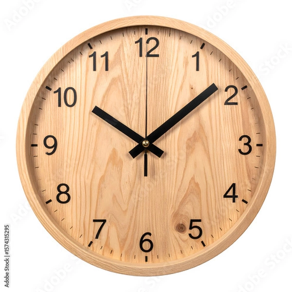 Obraz Light Wood Round Wall Clock with Black Hands