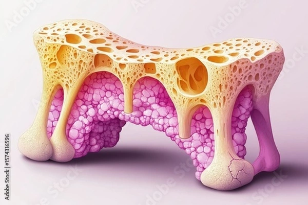 Fototapeta illustrated bone and healthy marrow cross-section diagram representing of marrow Awareness 