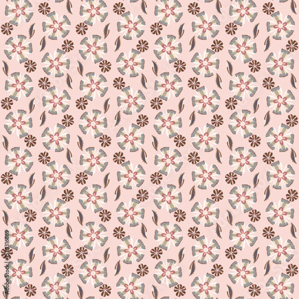 Obraz Retro graphic flowers seamless pattern. Summer vector flowers design.