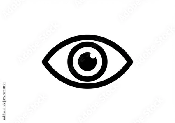 Fototapeta Simple black and white graphic icon of an open eye with a pupil and iris