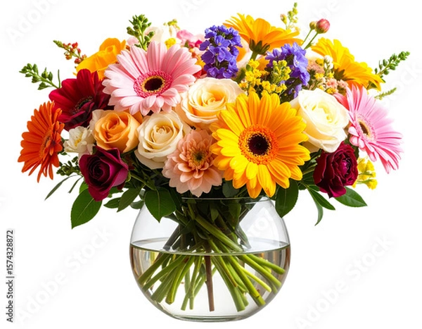 Obraz Still Life of Fresh Blossoms in a Vase, Isolated on Transparent Background PNG