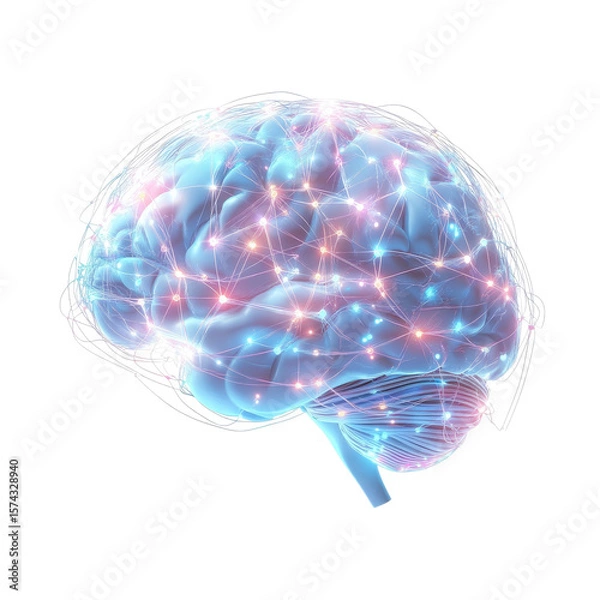Fototapeta Brain with neural links on transparent Background