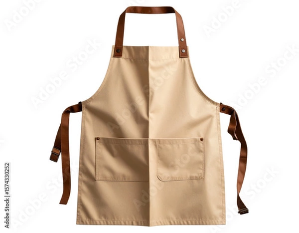 Fototapeta Tan Apron with Pockets and Brown Straps, Isolated on Transparent Background PNG (2)