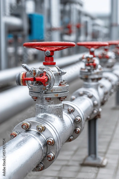 Obraz Gas pipeline system features modern pumps and sensors for efficient operation