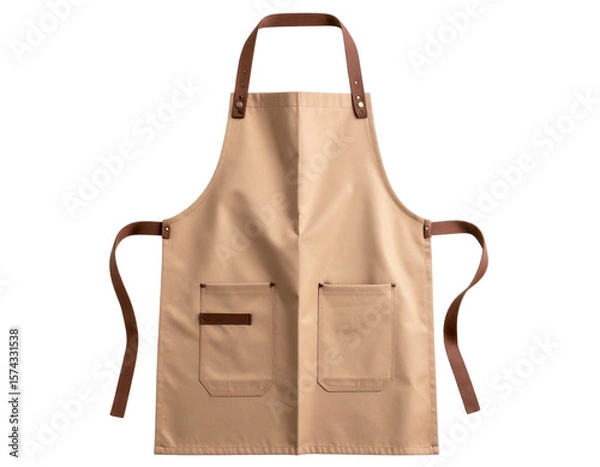 Fototapeta  Tan Apron with Pockets and Brown Straps, Isolated on Transparent Background PNG