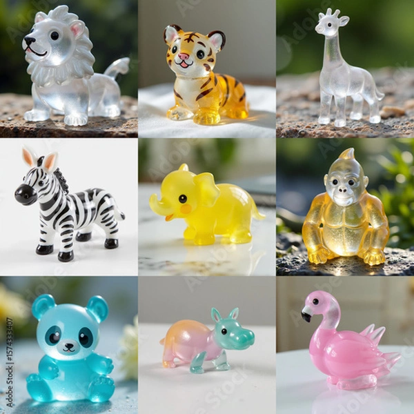 Obraz A delightful collection of classic resin zoo animal figurines