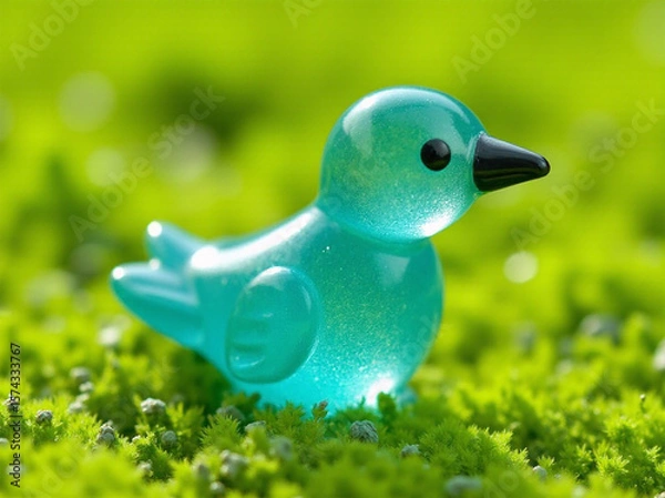 Obraz A charming translucent blue resin bird figurine 