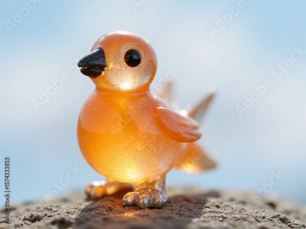 Obraz A whimsical resin bird figurine shimmering in sunlight.