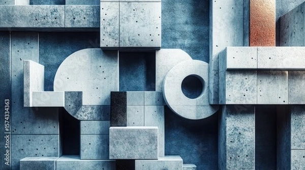 Fototapeta Architectural Concrete Composition: A Minimalist Abstraction of Form and Texture