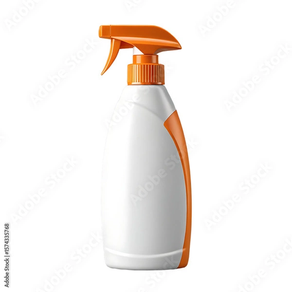 Fototapeta Modern white and orange spray bottle with a clean design for household cleaning products isolated on transparent background
