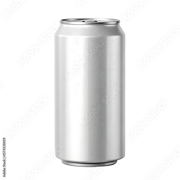 Fototapeta Silver aluminum beverage can with condensation droplets isolated on transparent background