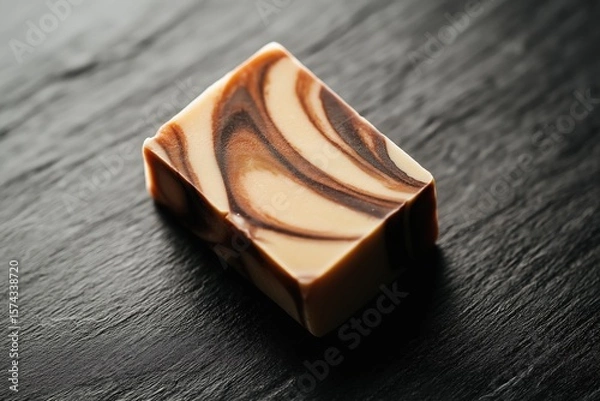 Fototapeta Artisan soap with swirls and patterns, closeup, handmade