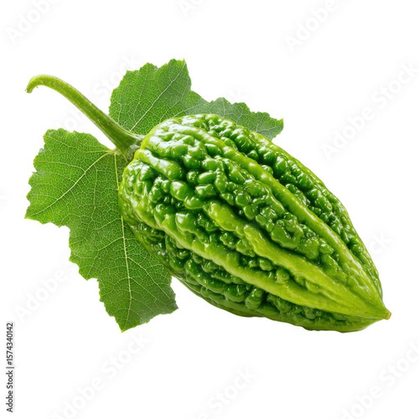 Fototapeta Bitter melon close view on transparent Background