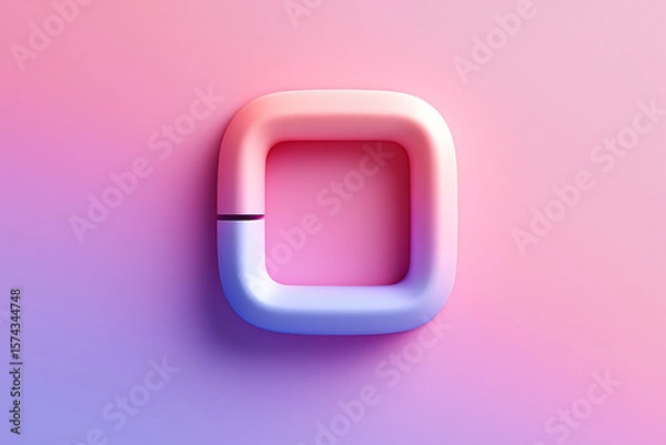 Fototapeta 3D Rounded Square Pink Purple Gradient Abstract Design Background