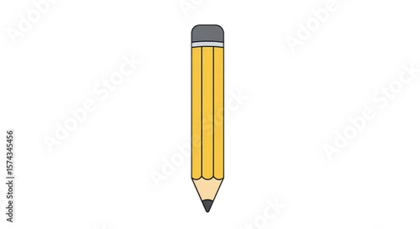 Fototapeta Yellow pencil with eraser isolated on a transparent background