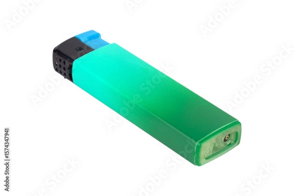 Fototapeta plastic lighter, round shape, isolated from the background