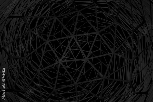 Obraz Background geometric black color pattern abstract concept 3D rendering.
