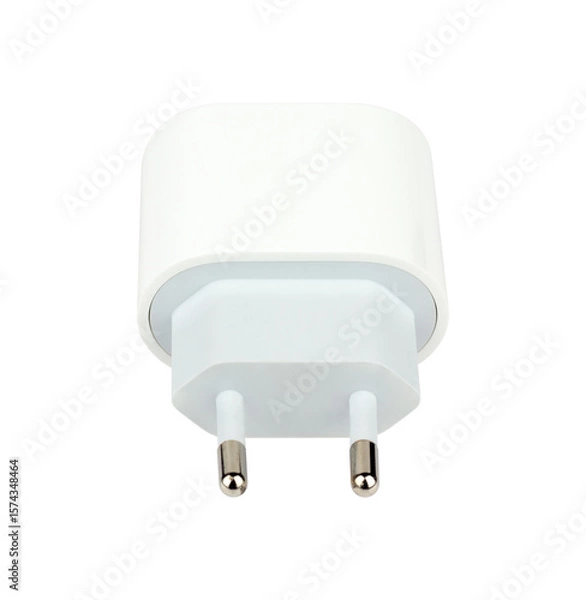 Fototapeta Original network charger, block for charging the phone. Isolated from the background.