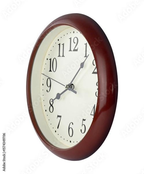 Fototapeta round wall clock with frame isolated from background