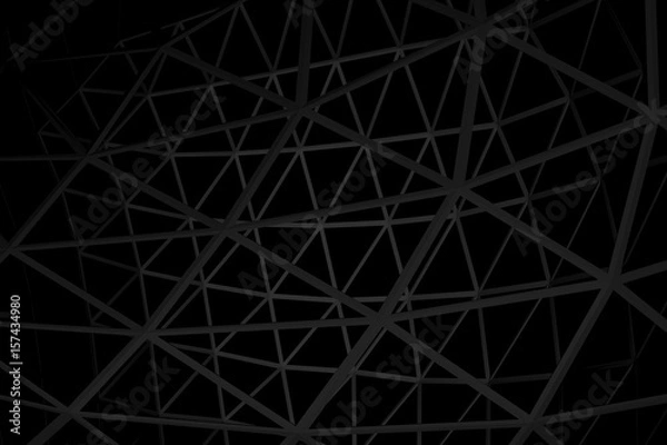 Obraz Background geometric black color pattern abstract concept 3D rendering.
