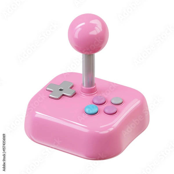 Fototapeta charming pink joystick isolated on white background