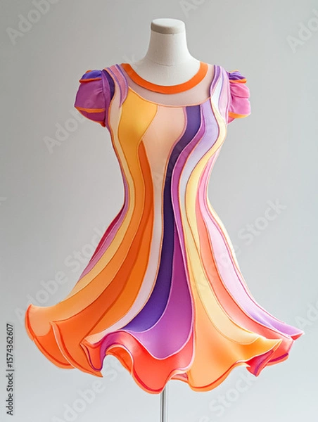 Obraz Vibrant Multicolored Dress on Mannequin with Flowing Design