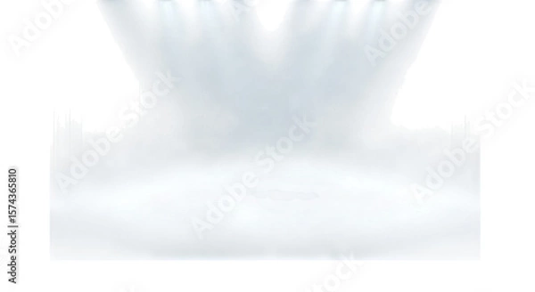 Fototapeta A clean studio stage with soft, white lighting creates an ethereal and inviting atmosphere on black.