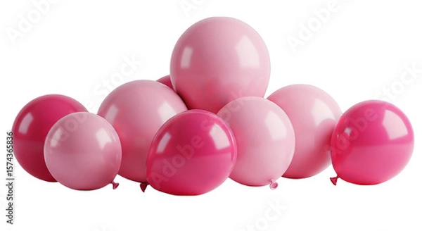 Fototapeta A cluster of pink balloons creates a whimsical and celebratory mood against a dark backdrop.